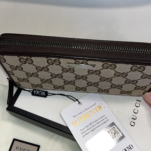 NWT Gucci brown Canvas Zip Around Wallet - Picture 4 of 6